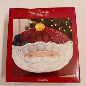 00s Vtg Make the Season Bright Santa Chip & Dip Tray New in Box 13"x13"